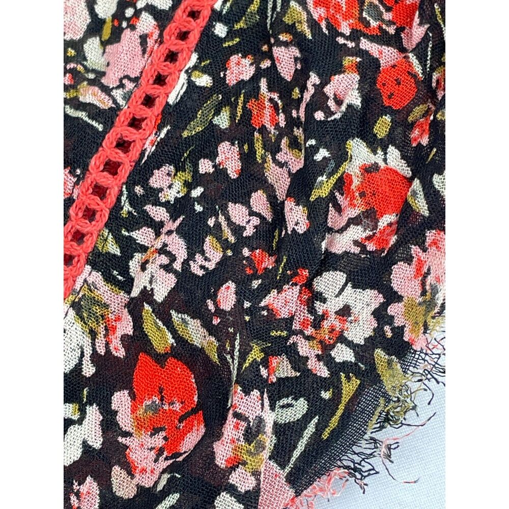 ~ Urban Outfitters Infinity Scarf Boho Beachy Raw Edge Floral Pink Black Peach